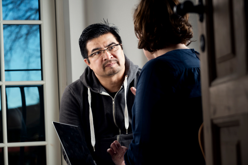 Man talking to counsellor