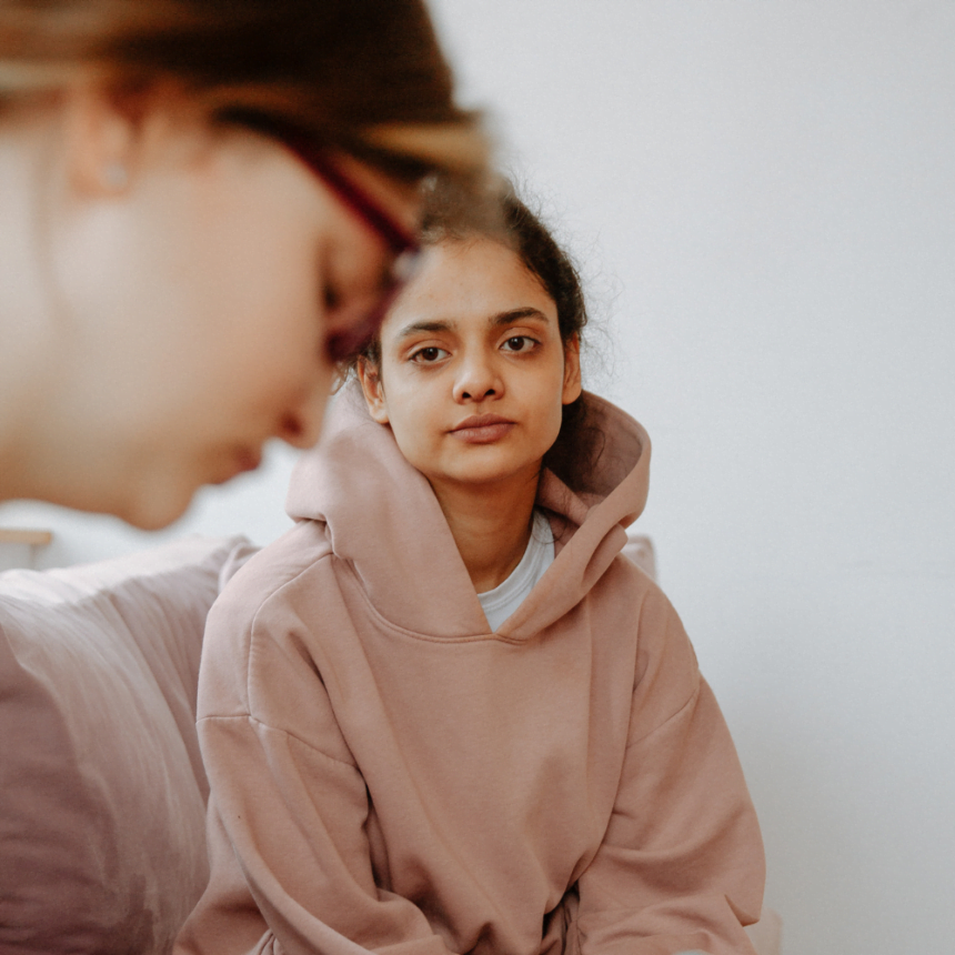 Teenager looking sad