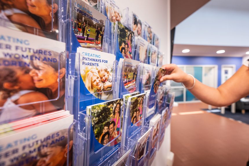 Wall of brochures