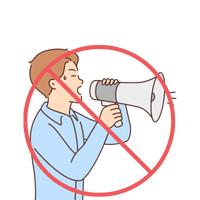 Icon - man holding megaphone with red no symbol
