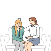 Icon - Therapist helping sad woman on couch